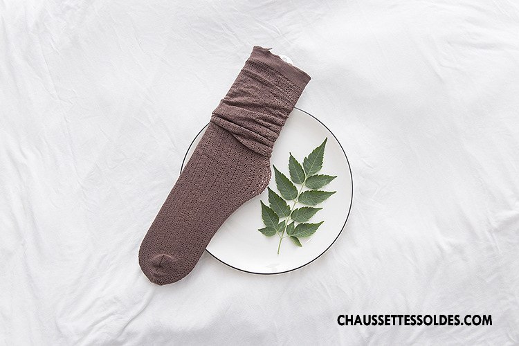 Bas Bas De Soie Femme Chaussette Bois Milieu Dentelle Élastique Creux Guipure Bordeaux