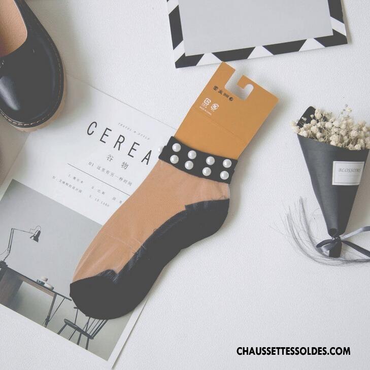 Bas Bas De Soie Femme Chaussette Chaussette De Noël Dame Nouvelles Arrivées Perle Chaussette Courte Jaune