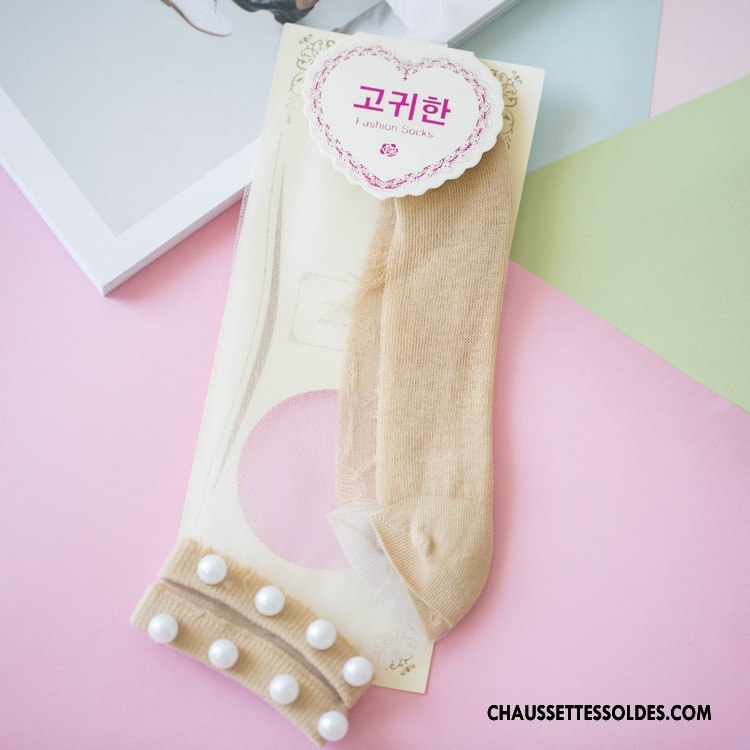 Bas Bas De Soie Femme Chaussette Chaussette De Noël Dame Nouvelles Arrivées Perle Chaussette Courte Jaune