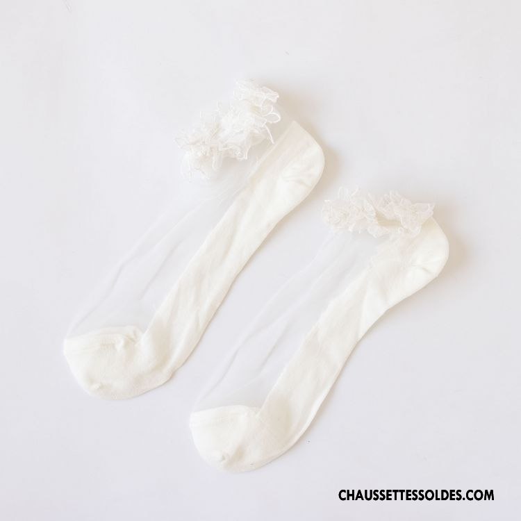 Bas Bas De Soie Femme Chaussette Chaussette De Noël Transparent Gros L'automne Printemps Blanc