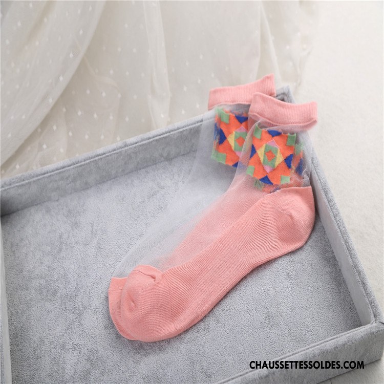 Bas Bas De Soie Femme Chaussette Courte Chaussette De Noël Cristal Printemps Géométrie Été Bleu