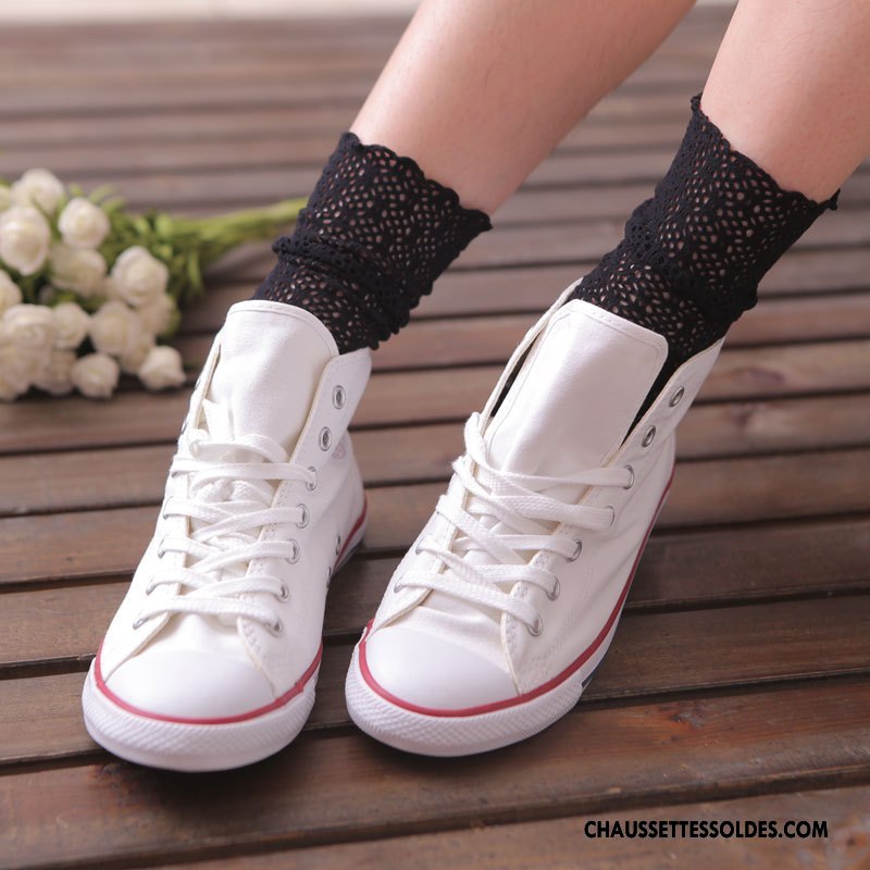 Bas Bas De Soie Femme Chaussette Courte Princesse Creux Guipure Printemps Légère Art Blanc