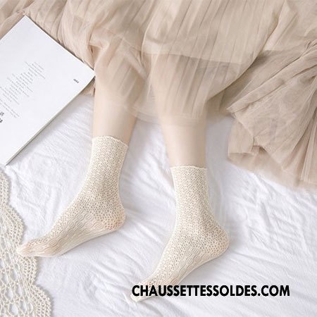 Bas Bas De Soie Femme Chaussette Courte Princesse Creux Guipure Printemps Légère Art Blanc