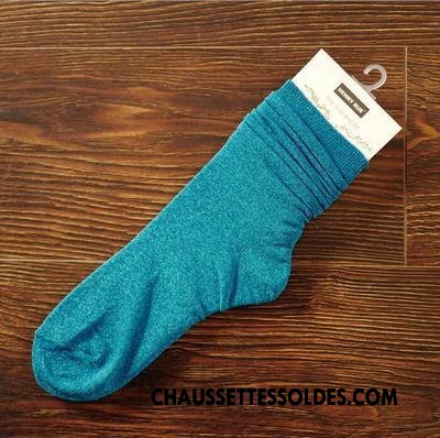 Bas Bas De Soie Femme Chaussette Courte Tendance Été Dame Hautes Mince Or Argent