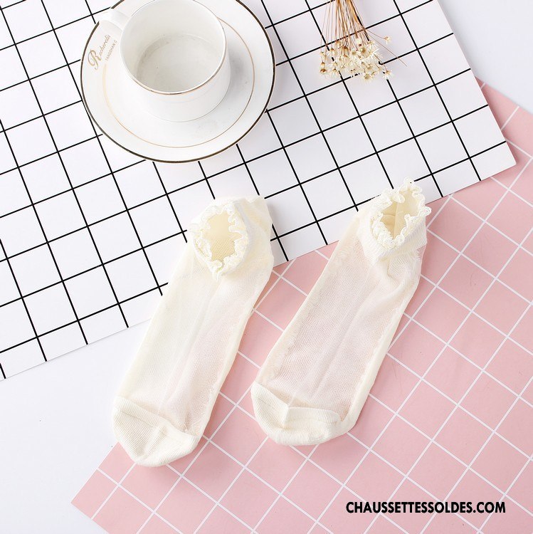 Bas Bas De Soie Femme Chaussette De Noël Antidérapant Amour Chaussette Courte Dame Été Rose