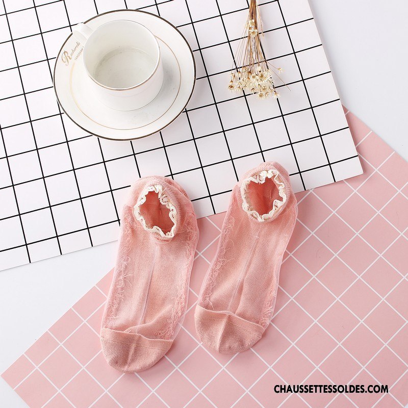 Bas Bas De Soie Femme Chaussette De Noël Antidérapant Amour Chaussette Courte Dame Été Rose