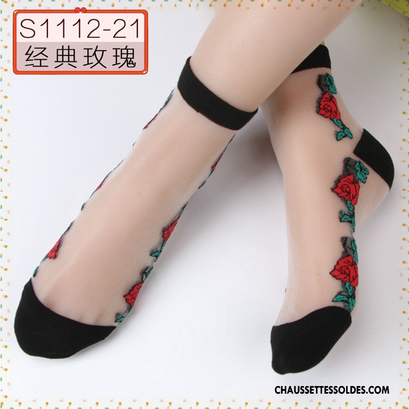 Bas Bas De Soie Femme Chaussette De Noël Cristal Antidérapant Milieu Ajouter Du Coton Anti-off Noir
