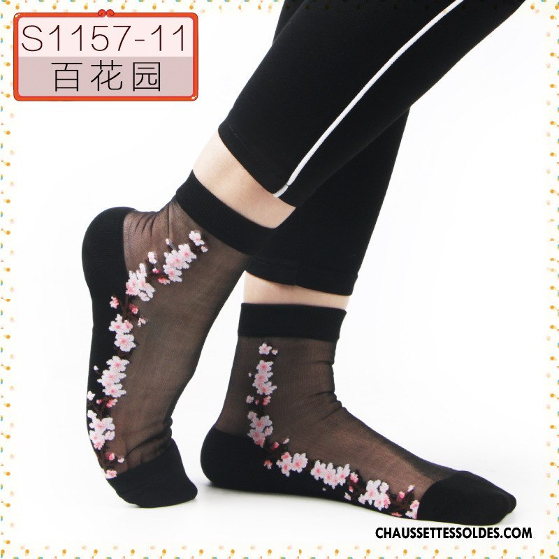 Bas Bas De Soie Femme Chaussette De Noël Cristal Antidérapant Milieu Ajouter Du Coton Anti-off Noir