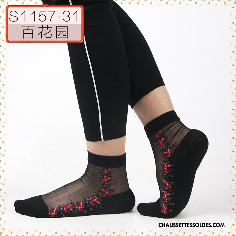 Bas Bas De Soie Femme Chaussette De Noël Cristal Antidérapant Milieu Ajouter Du Coton Anti-off Noir