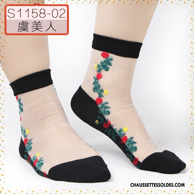 Bas Bas De Soie Femme Chaussette De Noël Cristal Antidérapant Milieu Ajouter Du Coton Anti-off Noir