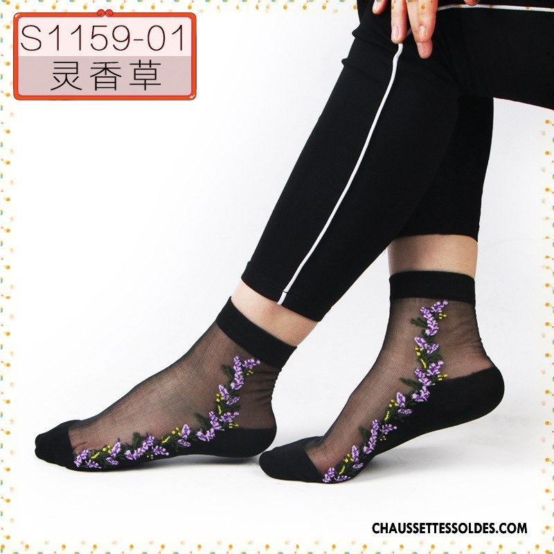 Bas Bas De Soie Femme Chaussette De Noël Cristal Antidérapant Milieu Ajouter Du Coton Anti-off Noir