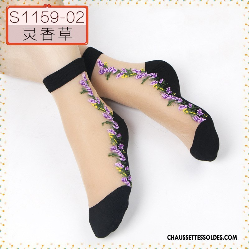 Bas Bas De Soie Femme Chaussette De Noël Cristal Antidérapant Milieu Ajouter Du Coton Anti-off Noir