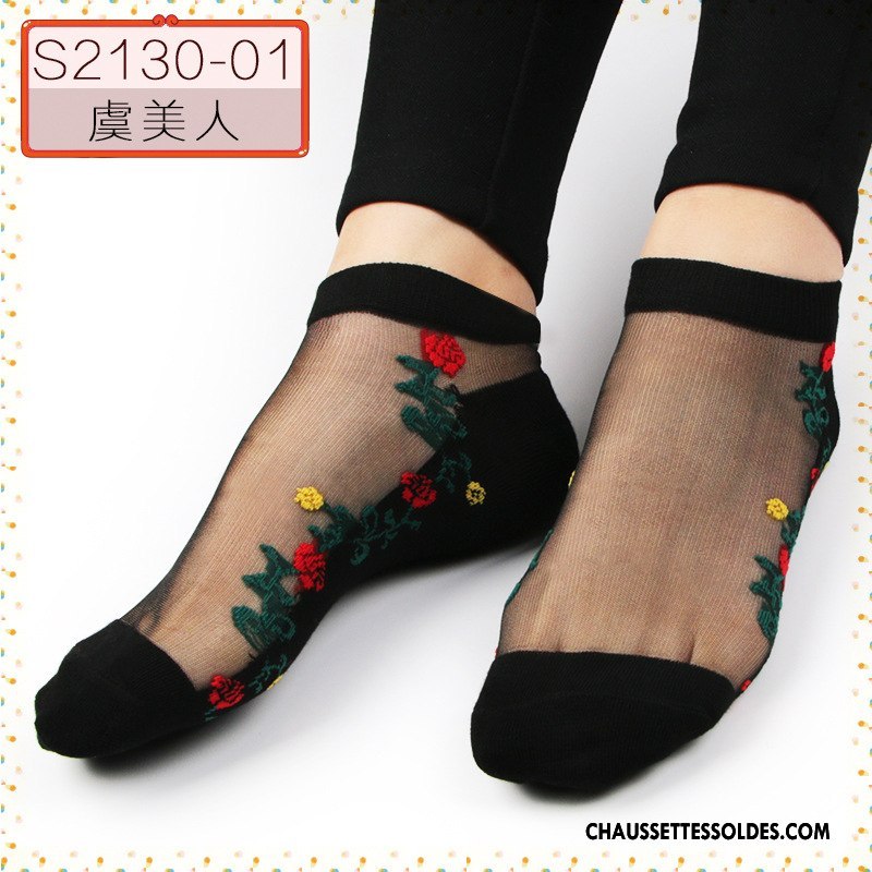 Bas Bas De Soie Femme Chaussette De Noël Cristal Antidérapant Milieu Ajouter Du Coton Anti-off Noir