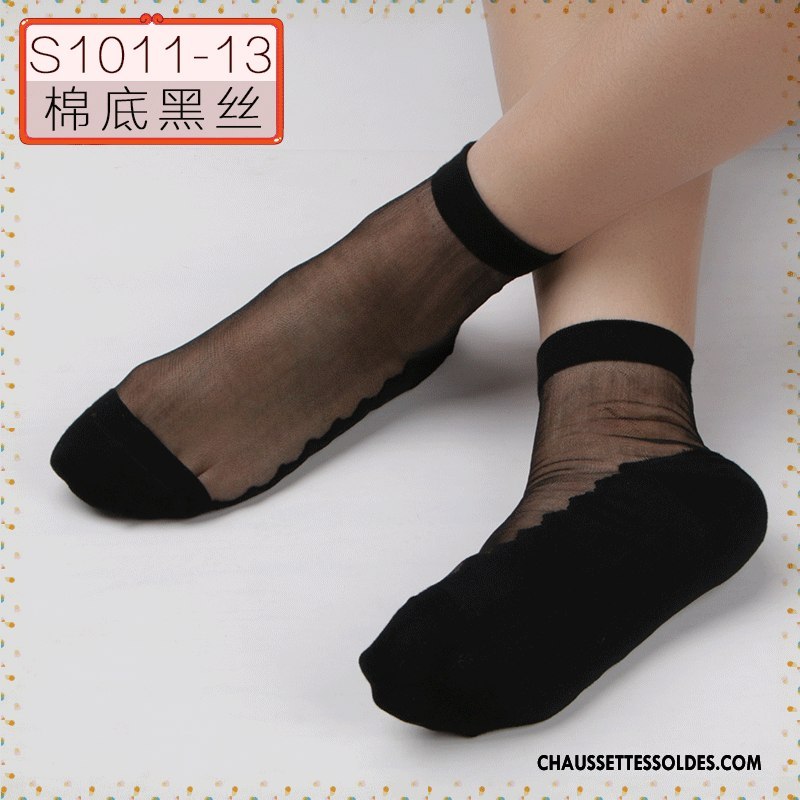 Bas Bas De Soie Femme Chaussette De Noël Matelassé Mince Transparent Cristal Courte Rose