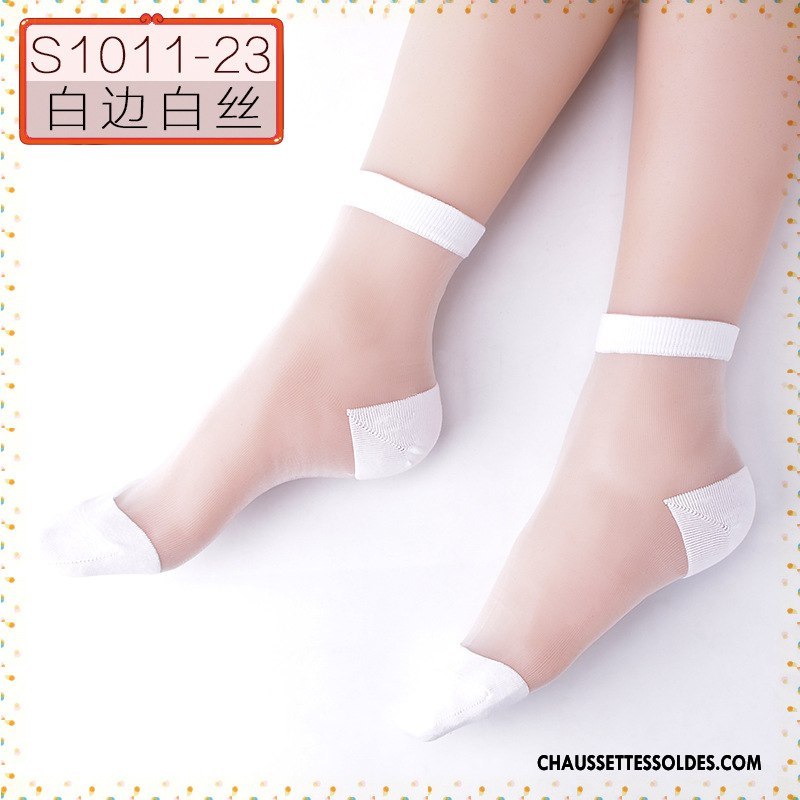 Bas Bas De Soie Femme Chaussette De Noël Matelassé Mince Transparent Cristal Courte Rose