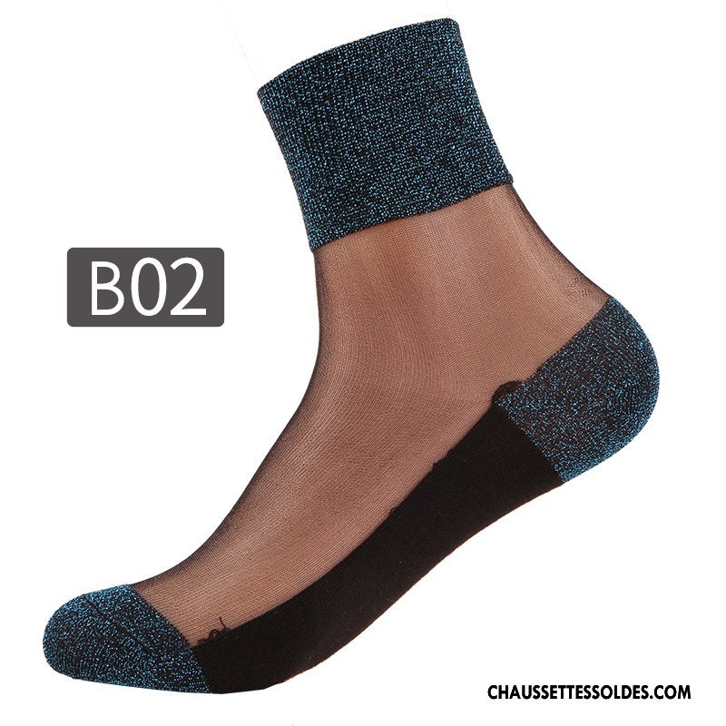 Bas Bas De Soie Femme Chaussette De Noël Mode Légère Rétro Été Le Nouveau Bleu