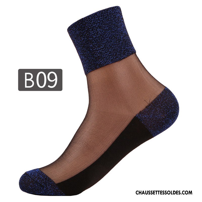 Bas Bas De Soie Femme Chaussette De Noël Mode Légère Rétro Été Le Nouveau Bleu