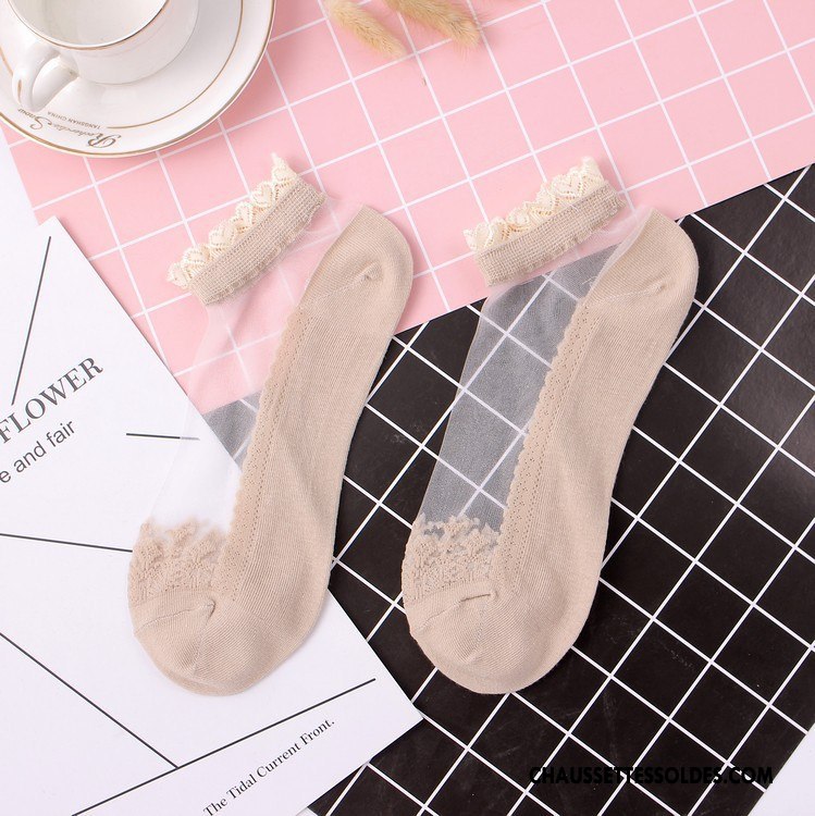 Bas Bas De Soie Femme Chaussette Invisible Casual Dentelle Été Très Mince Bleu