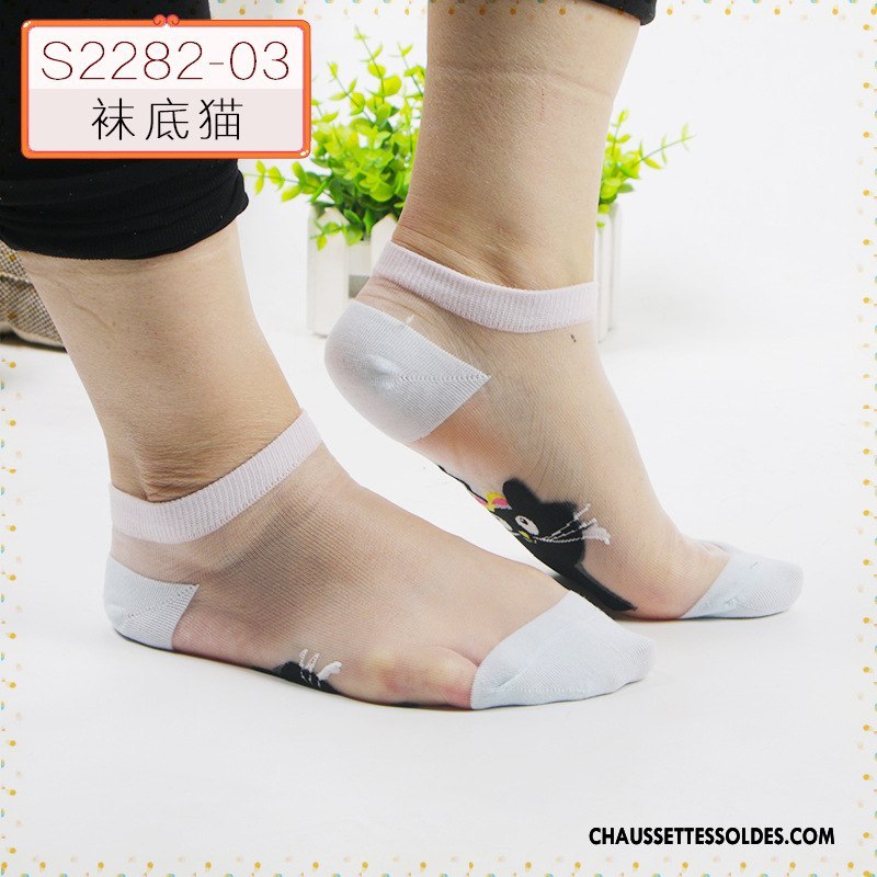 Bas Bas De Soie Femme Chaussette Légère Soie De Glace Dame Respirant Été Coloré Blanc Clair