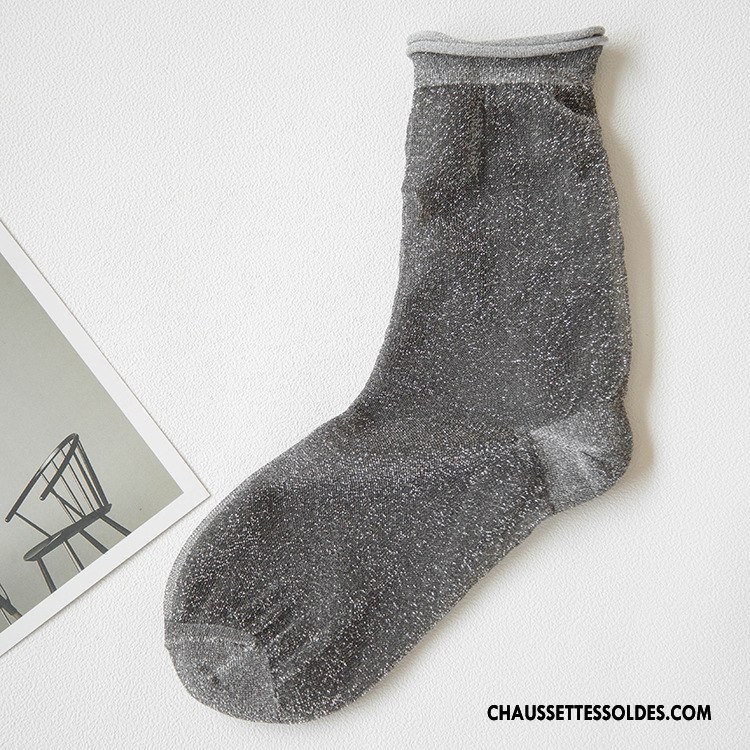 Bas Bas De Soie Femme Chaussette Nouvelles Arrivées Antidérapant Été Chaussette Courte Chaussette De Noël Noir Or Argent
