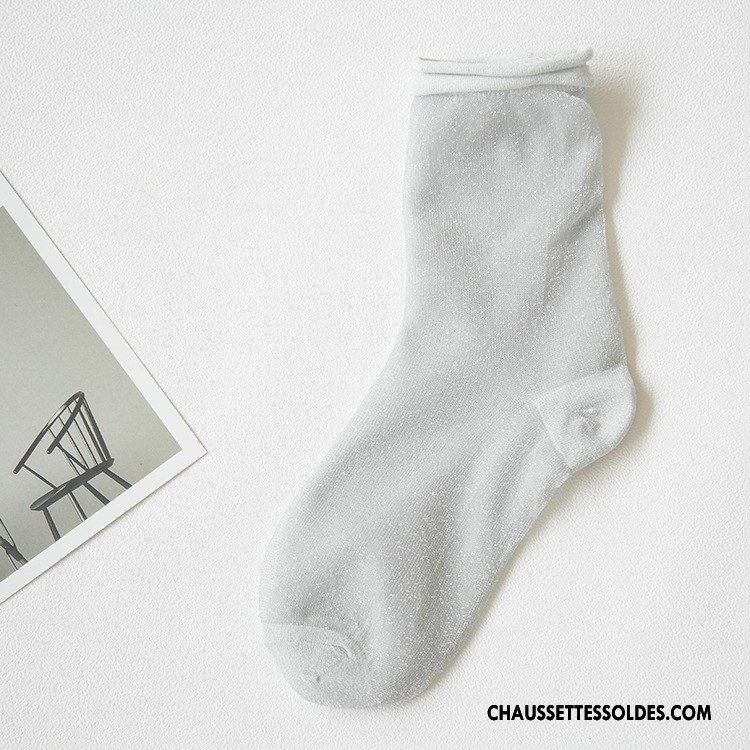Bas Bas De Soie Femme Chaussette Nouvelles Arrivées Antidérapant Été Chaussette Courte Chaussette De Noël Noir Or Argent