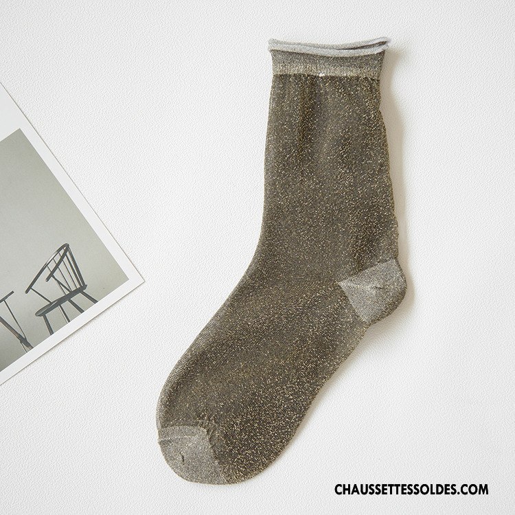 Bas Bas De Soie Femme Chaussette Nouvelles Arrivées Antidérapant Été Chaussette Courte Chaussette De Noël Noir Or Argent