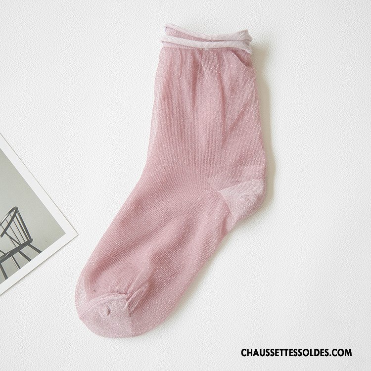Bas Bas De Soie Femme Chaussette Nouvelles Arrivées Antidérapant Été Chaussette Courte Chaussette De Noël Noir Or Argent
