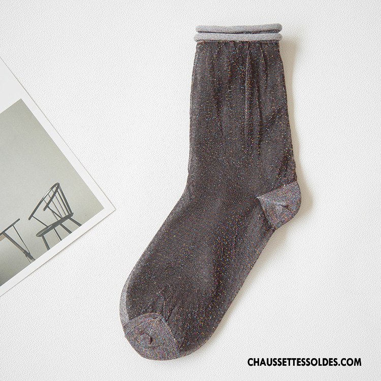 Bas Bas De Soie Femme Chaussette Nouvelles Arrivées Antidérapant Été Chaussette Courte Chaussette De Noël Noir Or Argent
