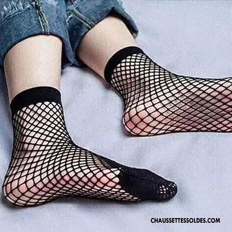 Bas Bas De Soie Femme Court Chaussette Creux Guipure Grille Chaussette Courte Sexy Noir