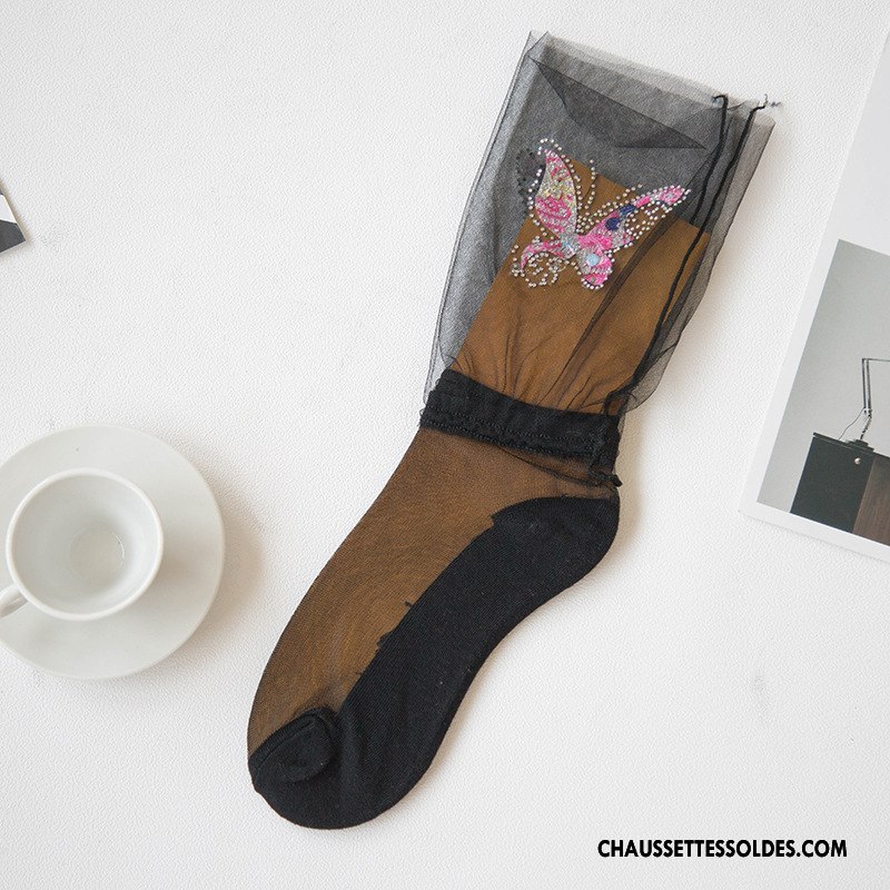 Bas Bas De Soie Femme Courte Chaussette De Noël Printemps Été Papillon Nouvelles Arrivées Coloré Blanc