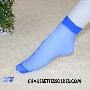 Bas Bas De Soie Femme Courte Invisible Chaussette Chaussette De Noël Très Mince Cristal Bleu