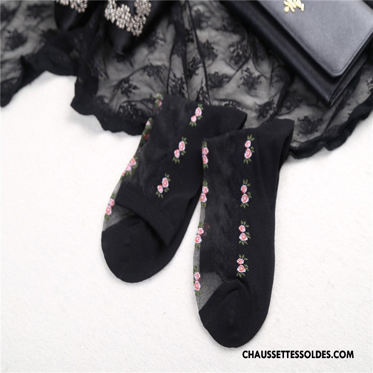 Bas Bas De Soie Femme Courte Petit Chaussette Été Sexy Printemps Rose Noir