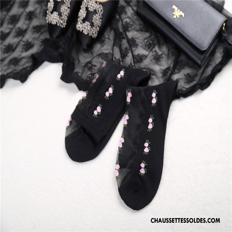 Bas Bas De Soie Femme Courte Petit Chaussette Été Sexy Printemps Rose Noir