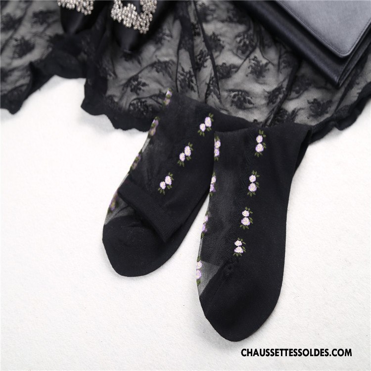 Bas Bas De Soie Femme Courte Petit Chaussette Été Sexy Printemps Rose Noir