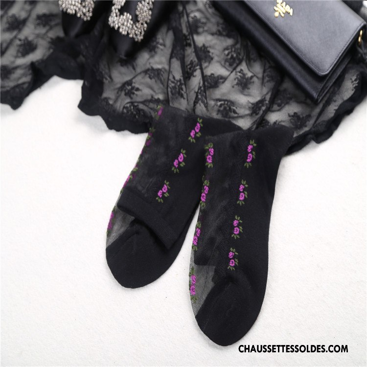 Bas Bas De Soie Femme Courte Petit Chaussette Été Sexy Printemps Rose Noir