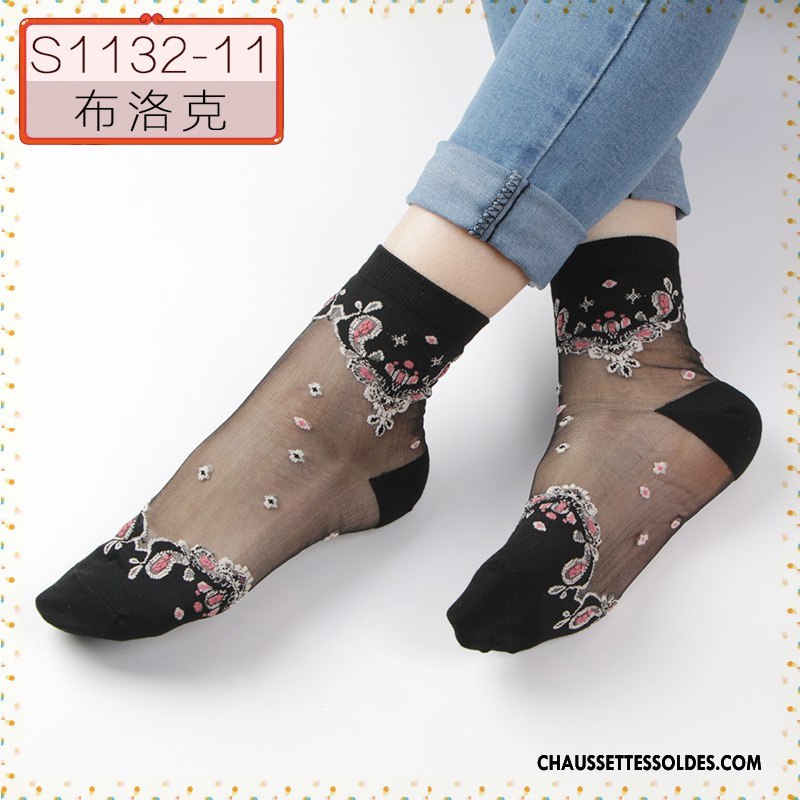 Bas Bas De Soie Femme Cristal Anti-off Chaussette Chaussette De Noël Dame Respirant Noir