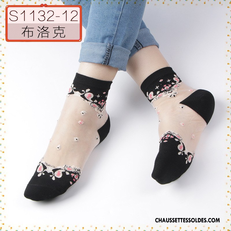 Bas Bas De Soie Femme Cristal Anti-off Chaussette Chaussette De Noël Dame Respirant Noir