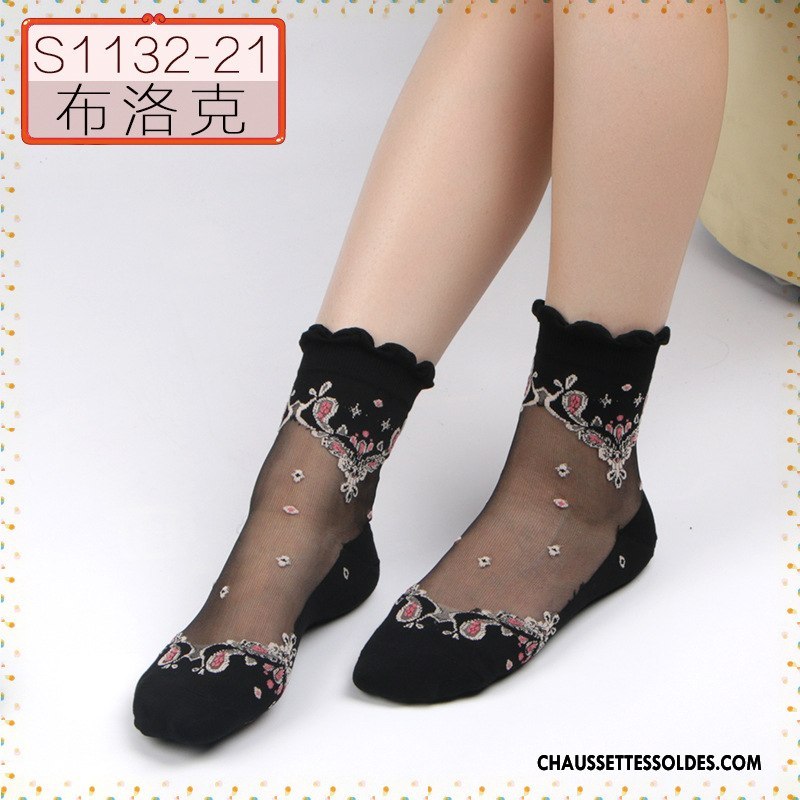 Bas Bas De Soie Femme Cristal Anti-off Chaussette Chaussette De Noël Dame Respirant Noir