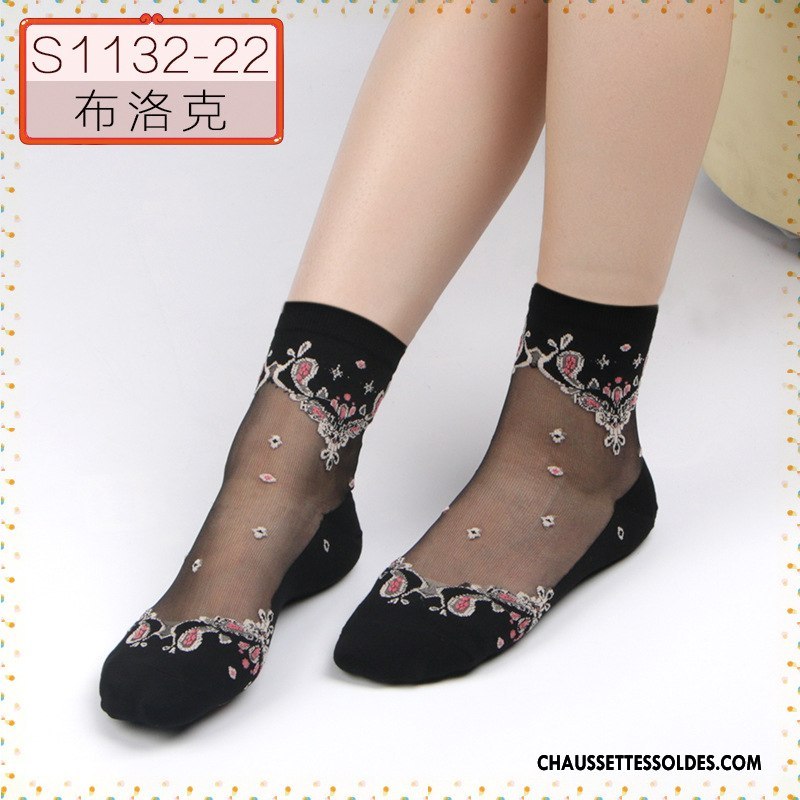 Bas Bas De Soie Femme Cristal Anti-off Chaussette Chaussette De Noël Dame Respirant Noir