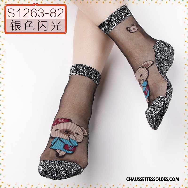 Bas Bas De Soie Femme Cristal Chaussette De Noël Hiver Antidérapant Anti-off Ajouter Du Coton Bleu
