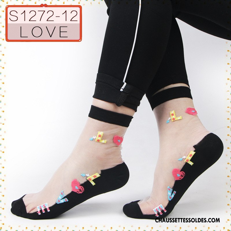 Bas Bas De Soie Femme Cristal Chaussette De Noël Hiver Vent D'université Transparent Coton Bio