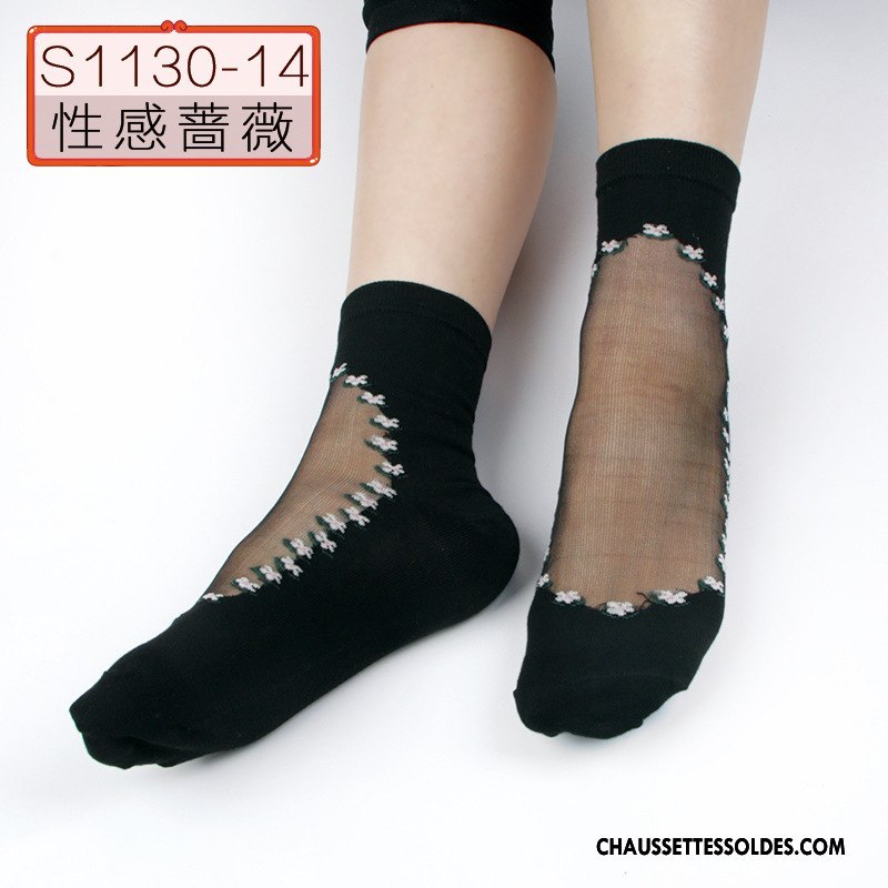 Bas Bas De Soie Femme Cristal Chaussette De Noël Hiver Vent D'université Transparent Coton Bio