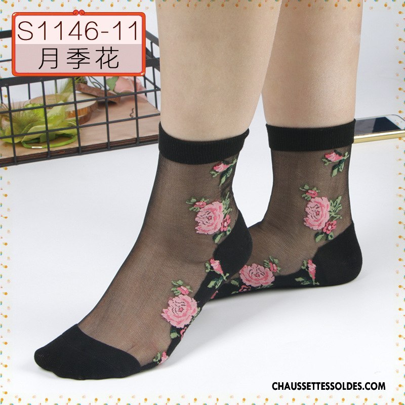 Bas Bas De Soie Femme Cristal Chaussette De Noël Hiver Vent D'université Transparent Coton Bio