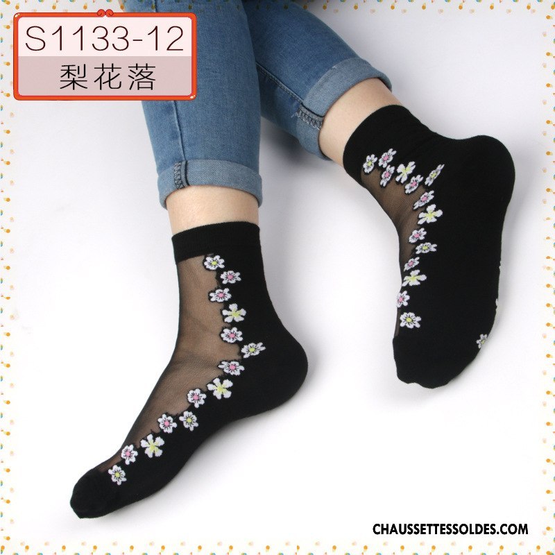 Bas Bas De Soie Femme Cristal Chaussette Middle Waisted Matelassé Vente Chaude Le Nouveau Noir