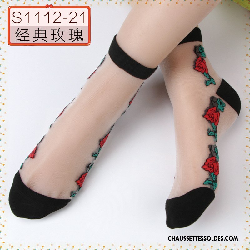 Bas Bas De Soie Femme Cristal Chaussette Middle Waisted Matelassé Vente Chaude Le Nouveau Noir