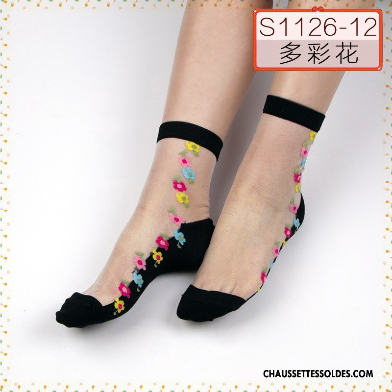 Bas Bas De Soie Femme Cristal Chaussette Middle Waisted Matelassé Vente Chaude Le Nouveau Noir