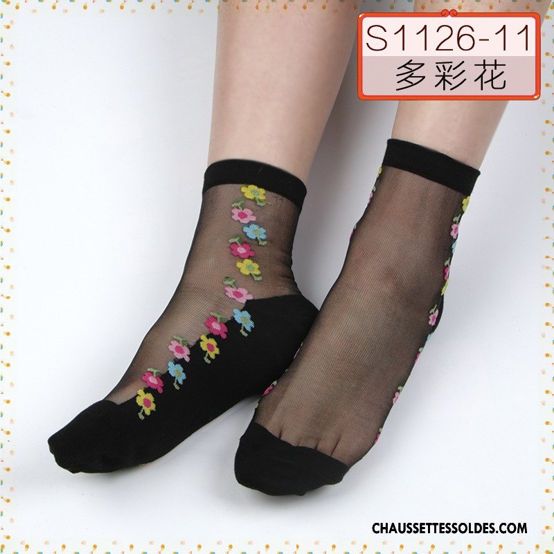 Bas Bas De Soie Femme Cristal Chaussette Middle Waisted Matelassé Vente Chaude Le Nouveau Noir
