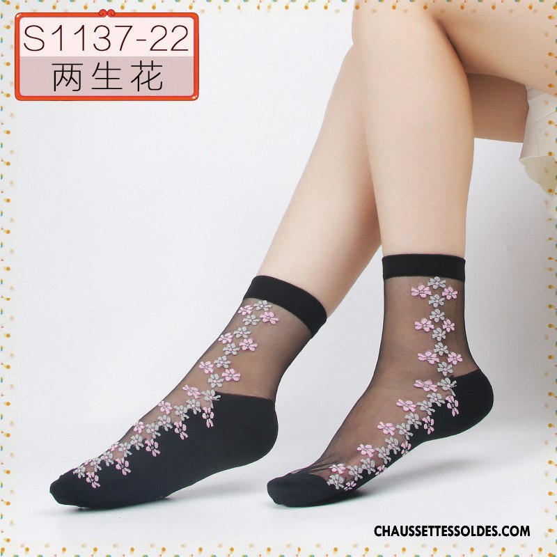 Bas Bas De Soie Femme Cristal Chaussette Middle Waisted Matelassé Vente Chaude Le Nouveau Noir