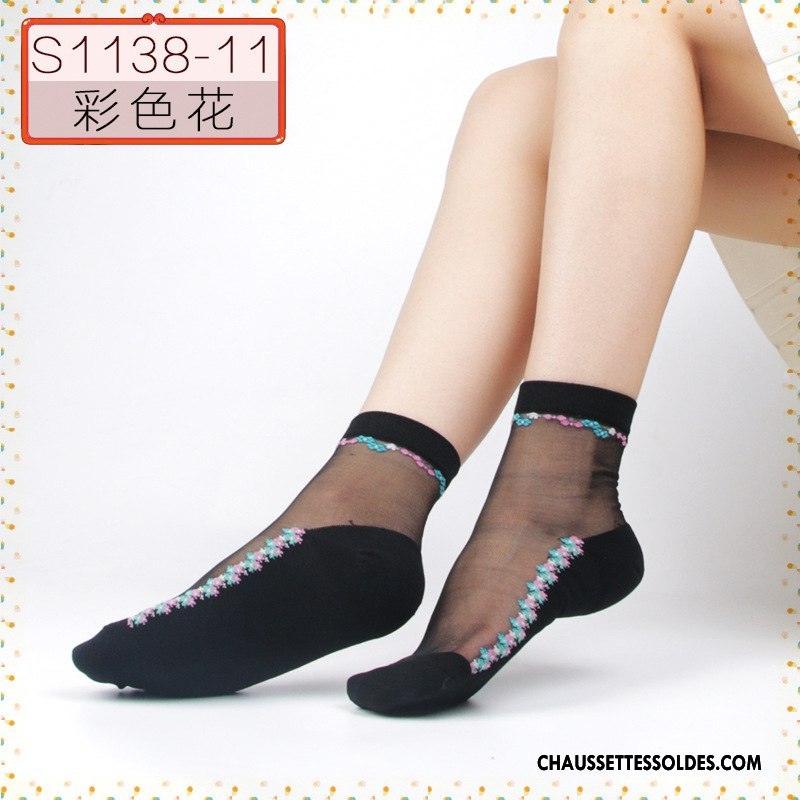 Bas Bas De Soie Femme Cristal Chaussette Middle Waisted Matelassé Vente Chaude Le Nouveau Noir