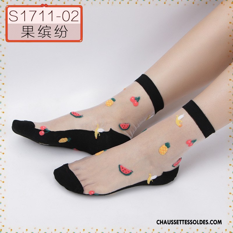 Bas Bas De Soie Femme Cristal Dame Milieu Antidérapant Soie De Glace Chaussette Blanc